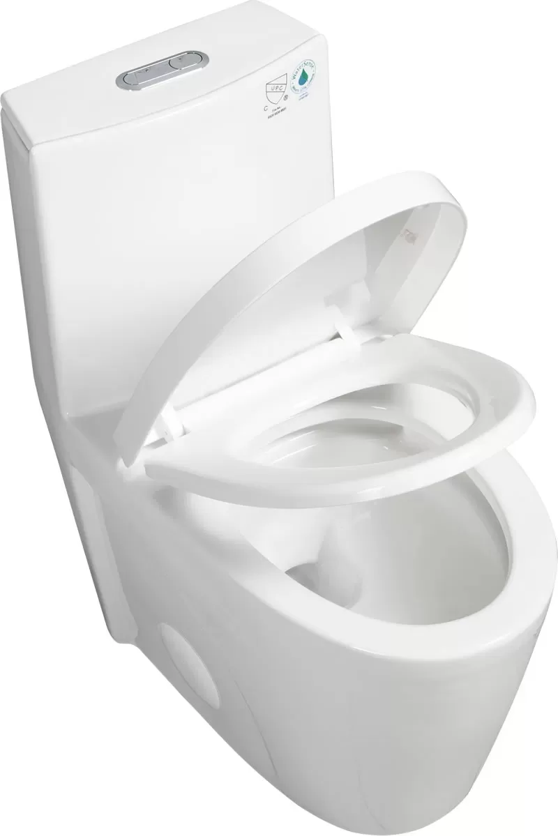 1.11.6 Gpf Dual Flush 1 Piece Elongated Toilet With Soft Close Seat Gloss White, Water Saving, Modern, Stylish Design 23t01 Gw 2