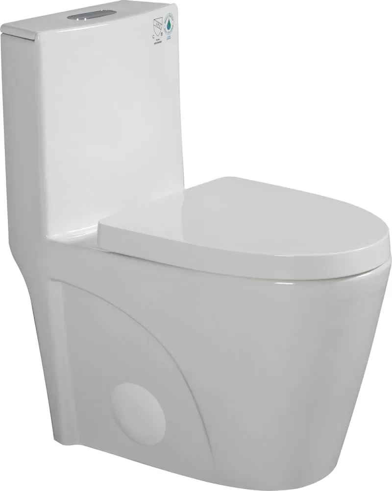 1.11.6 Gpf Dual Flush 1 Piece Elongated Toilet With Soft Close Seat Gloss White, Water Saving, Modern, Stylish Design 23t01 Gw 3