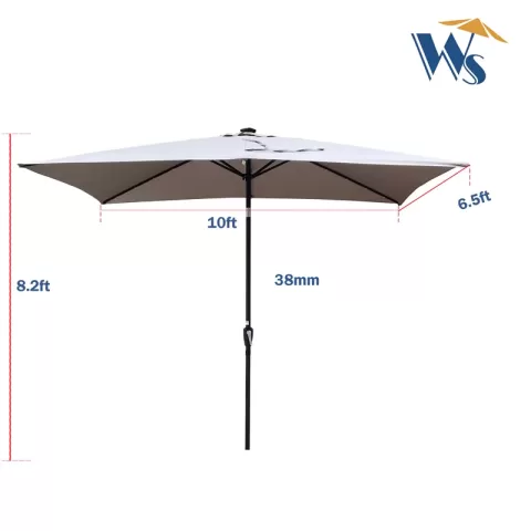 10 X 6.5t Rectangular Patio Solar Led Lighted Outdoor Umbrellas With Crank And Push Button Tilt For Garden Backyard Pool Swimming Pool 1