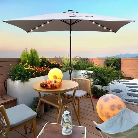 10 X 6.5t Rectangular Patio Solar Led Lighted Outdoor Umbrellas With Crank And Push Button Tilt For Garden Backyard Pool Swimming Pool 9
