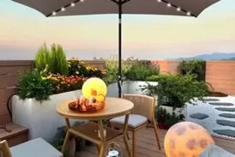 10 X 6.5t Rectangular Patio Solar Led Lighted Outdoor Umbrellas With Crank And Push Button Tilt For Garden Backyard Pool Swimming Pool