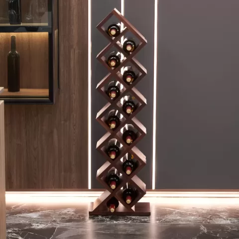 12 Bottles Freestanding Wine Rack,wine Storage Rack, Wall Mounted Wine Rack,wine Rack Wall Mounted,freestanding Display Rack For Kitchen, Pantry, Cellar,walnut 3