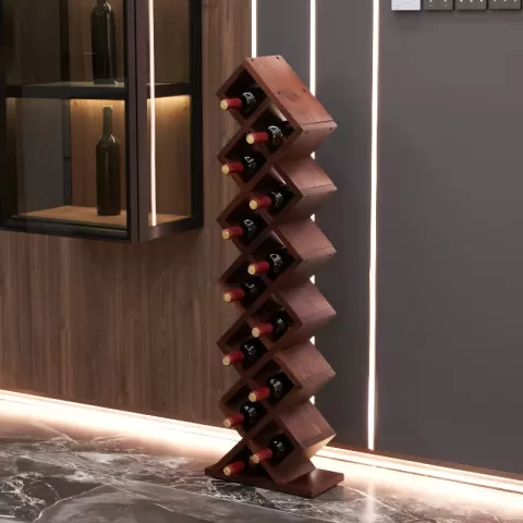 12 Bottles Freestanding Wine Rack,wine Storage Rack, Wall Mounted Wine Rack,wine Rack Wall Mounted,freestanding Display Rack For Kitchen, Pantry, Cellar,walnut 6