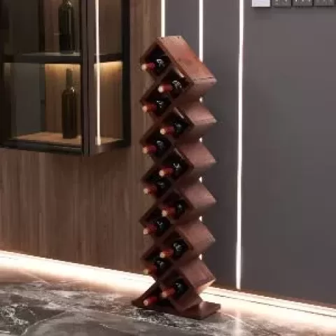 12 Bottles Freestanding wine rack,Wine Storage Rack, Wall-mounted wine rack,Freestanding Display Rack for Kitchen, Pantry, Cellar,walnut