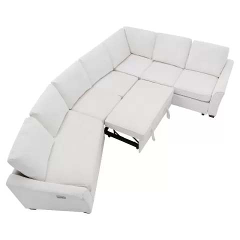 129.5 Sectional Sleeper Sofa With Pull Out Bed Modern L Shape Couch Bed With Usb Charging Port For Living Room, Bedroom 14