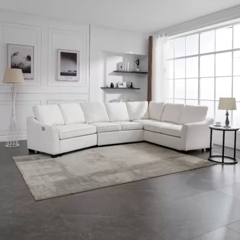 129.5 Sectional Sleeper Sofa With Pull Out Bed Modern L Shape Couch Bed With Usb Charging Port For Living Room, Bedroom 15