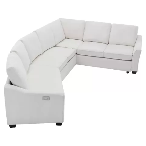 129.5 Sectional Sleeper Sofa With Pull Out Bed Modern L Shape Couch Bed With Usb Charging Port For Living Room, Bedroom 23