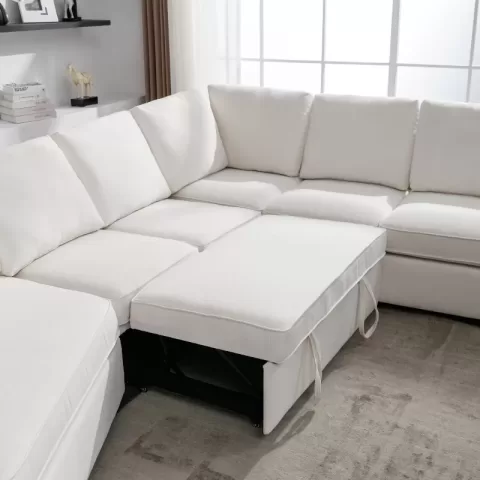 129.5 Sectional Sleeper Sofa With Pull Out Bed Modern L Shape Couch Bed With Usb Charging Port For Living Room, Bedroom 24