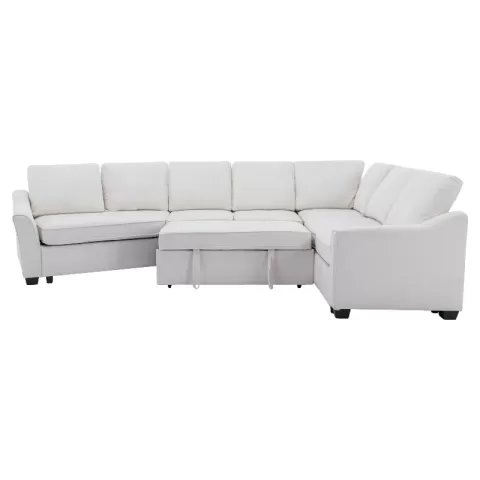 129.5 Sectional Sleeper Sofa With Pull Out Bed Modern L Shape Couch Bed With Usb Charging Port For Living Room, Bedroom 28