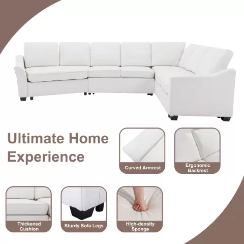 129.5 Sectional Sleeper Sofa With Pull Out Bed Modern L Shape Couch Bed With Usb Charging Port For Living Room, Bedroom 35