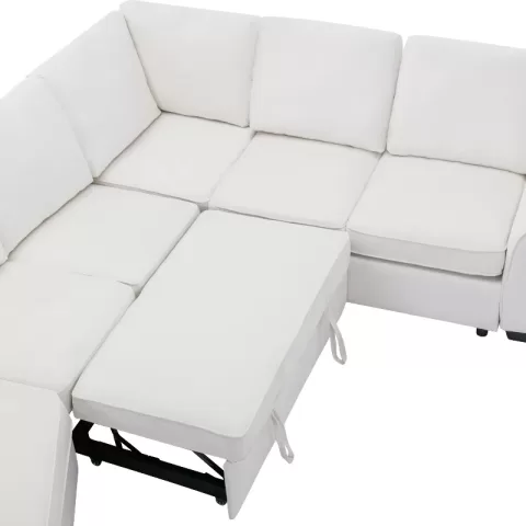 129.5 Sectional Sleeper Sofa With Pull Out Bed Modern L Shape Couch Bed With Usb Charging Port For Living Room, Bedroom 5
