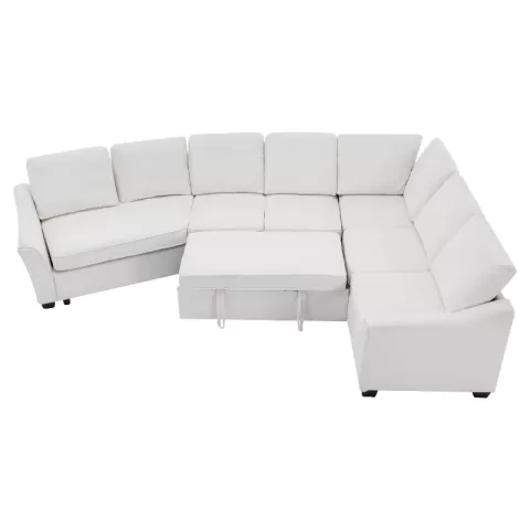 129.5 Sectional Sleeper Sofa With Pull Out Bed Modern L Shape Couch Bed With Usb Charging Port For Living Room, Bedroom 9