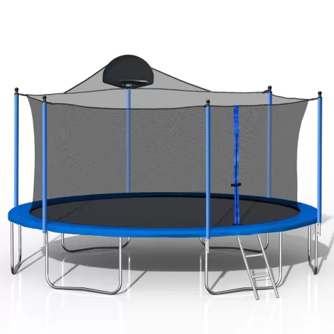 14ft Trampoline For Adults & Kids With Basketball Hoop, Outdoor Trampolines Wladder And Safety Enclosure Net For Kids And Adults 3