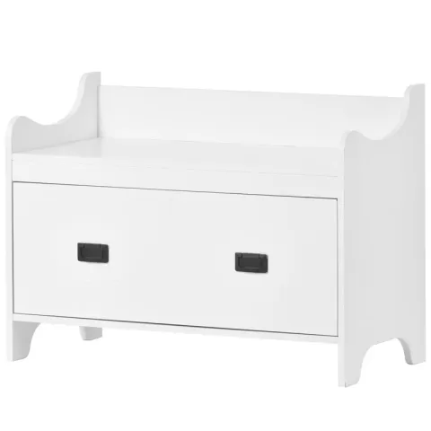 Modern Style 4-in-1 Multiple Functions Hallway Coat Rack with Seven Metal Black Hooks, Entryway Bench Hall Tree with Ample Storage Drawer