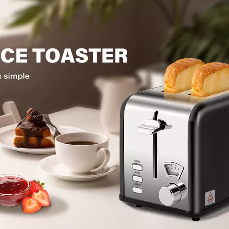 2-Slice Toaster with 1.5 inch Wide Slot, 5 Browning Setting and 3 Function: Bagel, Defrost & Cancel, Retro Stainless-Steel Style, Toast Bread Machine