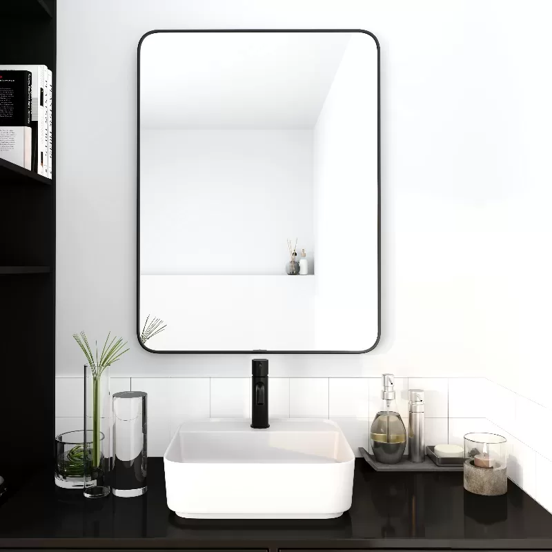 24 X 32 Inch Bathroom Mirror Black Aluminum Frame 10