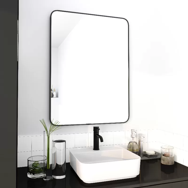 24 X 32 Inch Bathroom Mirror Black Aluminum Frame 11