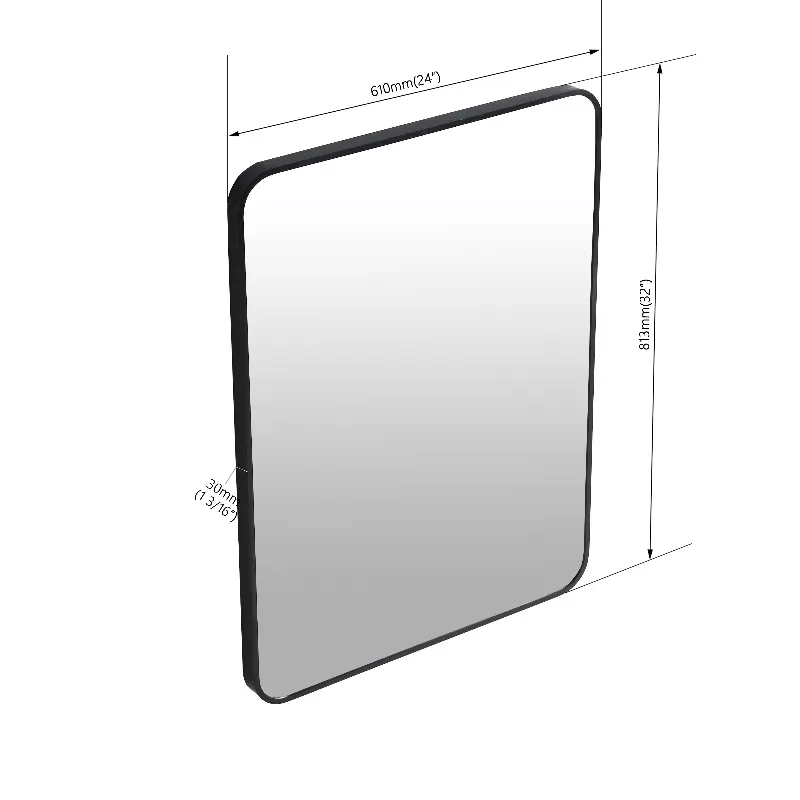 24 X 32 Inch Bathroom Mirror Black Aluminum Frame 8