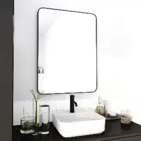 24 x 32 Inch Bathroom Mirror Black Aluminum Frame