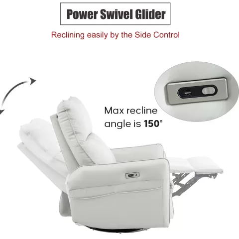 270° Power Swivel Rocker Recliner Chair, Electric Glider Reclining Sofa With Usb Ports, Power Swivel Glider, Rocking Chair Nursery Recliners For Living Room Bedroom 21