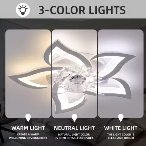 27in Ceiling Fan With Lights Remote Contro Dimmable Led,6 Gear Wind Speed Fan Light 1