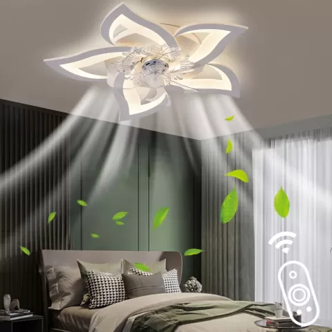 27in Ceiling Fan With Lights Remote Contro Dimmable Led,6 Gear Wind Speed Fan Light 3