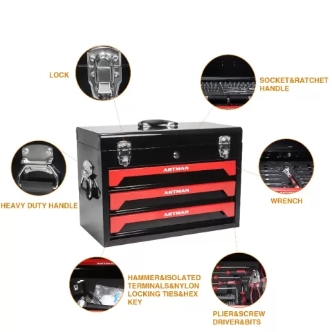 3 Drawers Tool Box With Tool Set 12