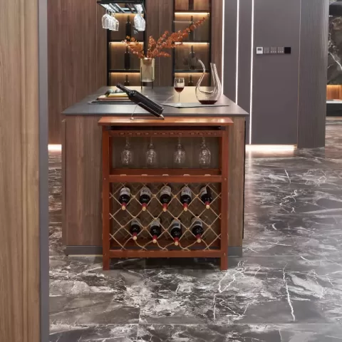 32 Bottles Freestanding wine rack,Wine Storage Rack, Freestanding Display Rack for Kitchen, Pantry, Cellar,walnut