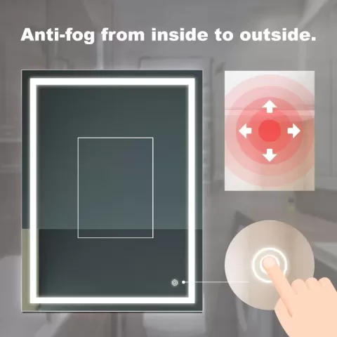 32x24 Inch Bathroom Led Classy Vanity Mirror With High Lumen,dimmable Touch,wall Switch Control, Anti Fog ,cri 90 Adjustable 3000k 6000k ,ip54 Waterproof Energy Saving 1