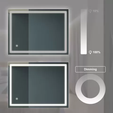 32x24 Inch Bathroom Led Classy Vanity Mirror With High Lumen,dimmable Touch,wall Switch Control, Anti Fog ,cri 90 Adjustable 3000k 6000k ,ip54 Waterproof Energy Saving 2