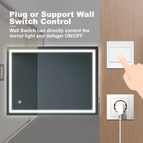 32x24 Inch Bathroom Led Classy Vanity Mirror With High Lumen,dimmable Touch,wall Switch Control, Anti Fog ,cri 90 Adjustable 3000k 6000k ,ip54 Waterproof Energy Saving 4