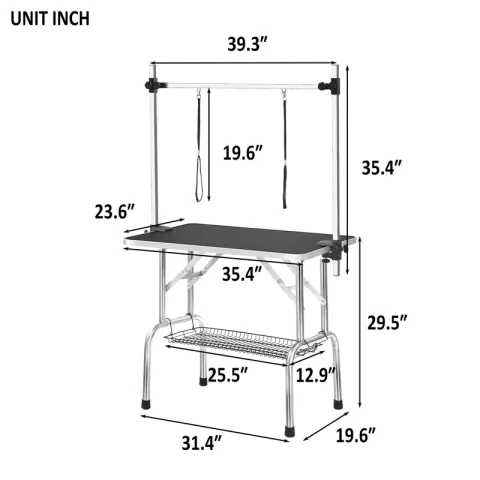 36 Professional Dog Pet Grooming Table Adjustable Heavy Duty Portable Warm & Noose & Mesh Tray 18