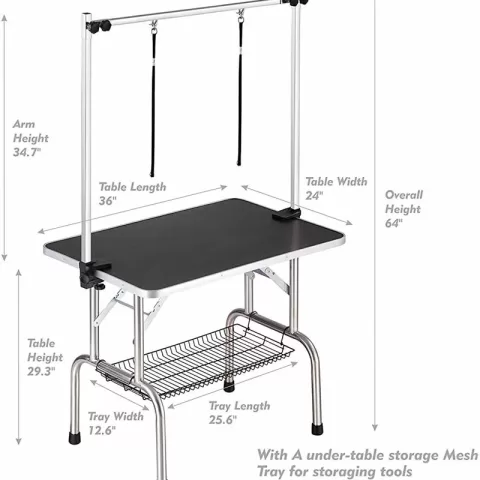 36 Professional Dog Pet Grooming Table Adjustable Heavy Duty Portable Warm & Noose & Mesh Tray 9