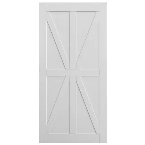 36 X 80 Star Style Real Primed Door Slab + 6.6ft Barn Door Sliding Hardware + Adjustable Floor Guider + Pull Handle, Diy Unfinished Paneled Door, Modern Interior Barn Door 1