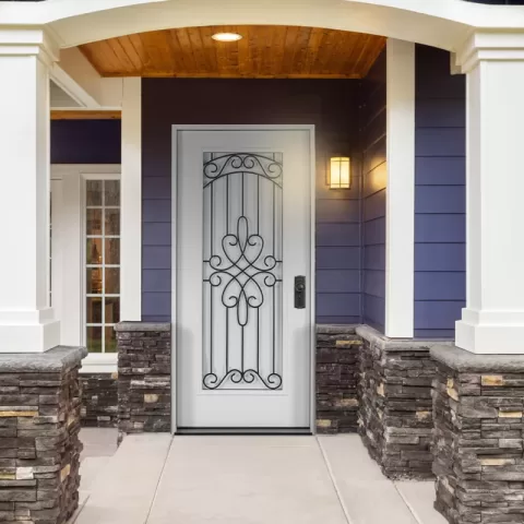 37.5inx81.5in Left Hand Inswing Wrought Iron Fiber Glass Prehung Entry Door 10