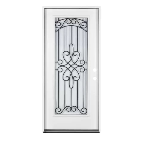 37.5inx81.5in Left Hand Inswing Wrought Iron Fiber Glass Prehung Entry Door 11