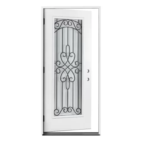 37.5inx81.5in Left Hand Inswing Wrought Iron Fiber Glass Prehung Entry Door 12