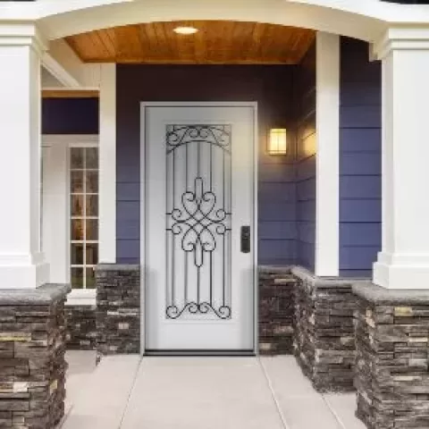 37.5inx81.5in Left Hand Inswing Wrought Iron Fiber Glass Prehung Entry Door