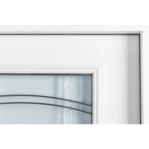 37.5inx81.5in Right Hand Inswing Decorative Glass Zinc Caming Fiber Glass Prehung Entry Door 1