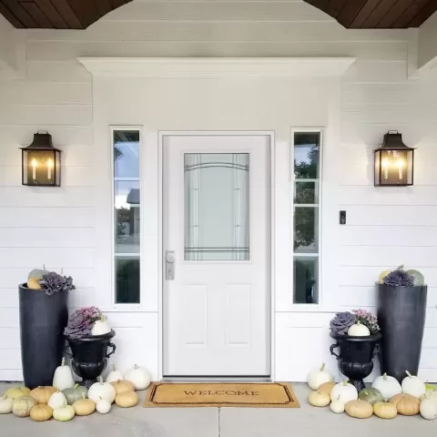 37.5inx81.5in Right Hand Inswing Decorative Glass Zinc Caming Fiber Glass Prehung Entry Door 15