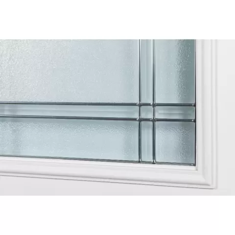 37.5inx81.5in Right Hand Inswing Decorative Glass Zinc Caming Fiber Glass Prehung Entry Door 5