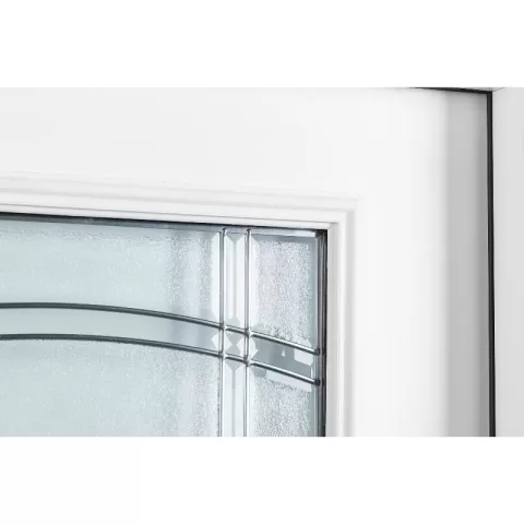 37.5inx81.5in Right Hand Inswing Decorative Glass Zinc Caming Fiber Glass Prehung Entry Door 8