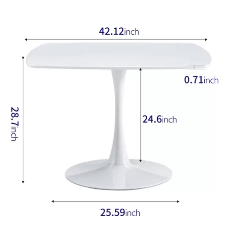 42.1"WHITE Table Mid-century Dining Table for 4-6 people With Round Mdf Table Top, Pedestal Dining Table, End Table Leisure Coffee Table
