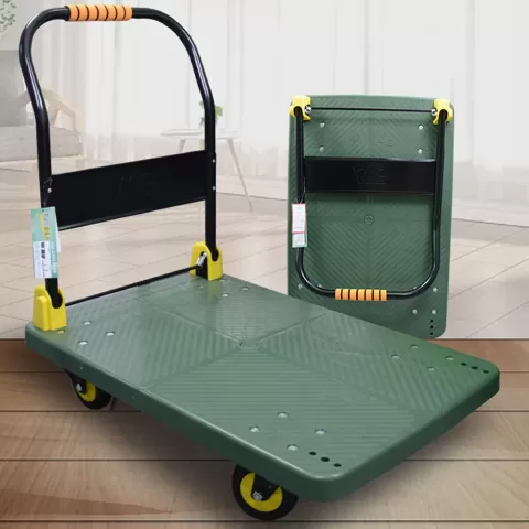 440 Lbs. Capacity Portable Platform Hand Truck Collapsible Dolly Push Hand Cart For Loading And Storage In Green 1