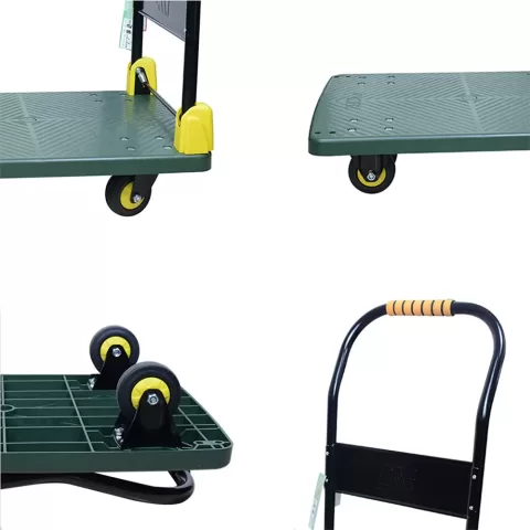 440 Lbs. Capacity Portable Platform Hand Truck Collapsible Dolly Push Hand Cart For Loading And Storage In Green 5