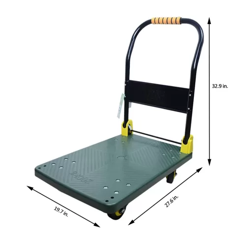 440 Lbs. Capacity Portable Platform Hand Truck Collapsible Dolly Push Hand Cart For Loading And Storage In Green 7