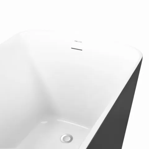 47 100% Acrylic Freestanding Bathtub，contemporary Soaking Tub，white Inside And Gray Outside 5