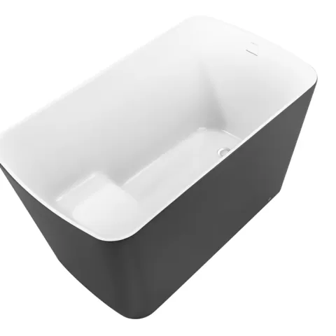 47 100% Acrylic Freestanding Bathtub，contemporary Soaking Tub，white Inside And Gray Outside 6
