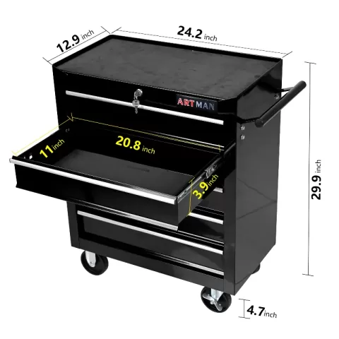 5 Drawers Multifunctional Tool Cart With Wheels 11