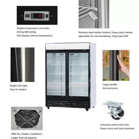 51 Glass Door Merchandiser Refrigerator Beverage Cooler With Swing Door 7